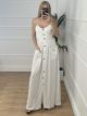 Casual Pockets Maxi Dress/White