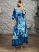 Viscose ShortSleeve Ruffled Maxi Dress-4564/Blue