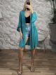 Crochet CabbanaSleeves Kimono-4112/Turquoise