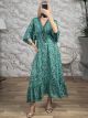 Silk GoldPrints ShortSleeve Maxi Dress-2620/Veraman