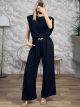 Shoulder Pads & Belt Jumpsuit/Black