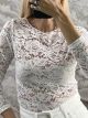 Elastic Lace Top-7569/White