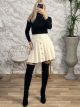 Pleated Mini Knitted Skirt-6959/Vanilla