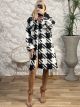 Plus Size Plaid Coat/B&W Pie de Poule