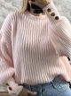 Gold Buttons Knitted Top/Pink