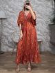 Golden Thread Silk Maxi Dress/Orange