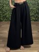 Highwaist Super Wide Belt Pants-5259/Black
