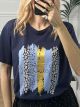 T-shirt Leo Paint Strass/Navy Blue