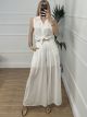 Ruffle Shirt Pants Set/White