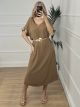 Midi Gold Details Dress/Beige