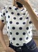 Cotton Big Polka Dot Top-430541/Navy Blue