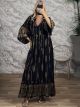 GoldenThread Boho Maxi Dress-8267/Black