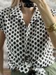 Polka Dot RuffledSleeves Shirt/Black