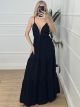 Viscose Maxi Dress-6888/Black