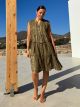 Mini Buttons Boho Dress-8014/Khaki