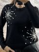 Viscose Pearls Sweater-8052/Black