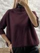 Loose Knitted TurtleNeck Top/Burgundy