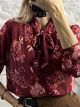 Muslin Bow Shirt-Floral/Burgundy