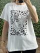 WOW Woman's Face T-Shirt/Black&Silver