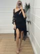 Fringe Metallic Kimono/Black