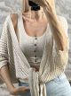 Crop Knitted Kimono-Cardigan/Beige