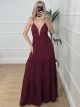 Viscose Maxi Dress-6888/Burgundy