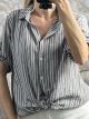 Stripes&Lace Shirt/Grey