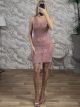 Fitted Sleeveless Knitted Mini Dress-09/Pink