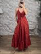 Silk Boho GoldPrints Maxi Dress-8126/Red