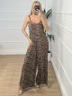 Summer Elastic Jumpsuit/Leopard Beige
