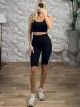 Athletic CropTop&Biker Leggings Set-201/Black