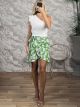 Wrap Mini Skirt/Green&White Flowers