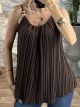Pleated Beads Top/Chocolat