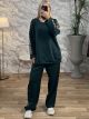 Oversized Leopard Stripe Set/Green