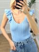 Frill Knitted Top/L.Blue