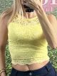 Lace Zipper Top/Yellow