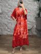 Viscose ShortSleeve Ruffled Maxi Dress-4564/Red