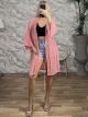 Crochet CabbanaSleeves Kimono-4112/Pink