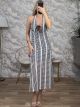 Graphic Halterneck Midi Dress/Black&White