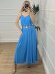 Viscose Plain Dress/L.Blue