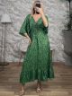 Golden Thread Silk Maxi Dress/Green 