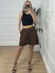 Viscose Striped Belts Shorts/Chocolat