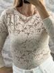 Elastic Lace Top-7569/Beige