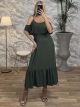 Ruffle Shoulders Dress/Khaki