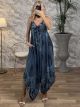 Silk Asymmetrical Jumpsuit-1208-NEW/Indigo