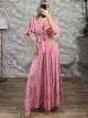 Boho Silk Golden Skirt Set/Pink