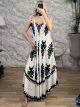 Boho CurvedStyle Maxi Dress-2600/White