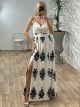 Backless Bow Dress Print/White