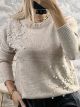 Viscose Pearls Sweater-8052/Beige