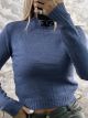 Semi-Turtleneck Cropped Top-3207/Blue